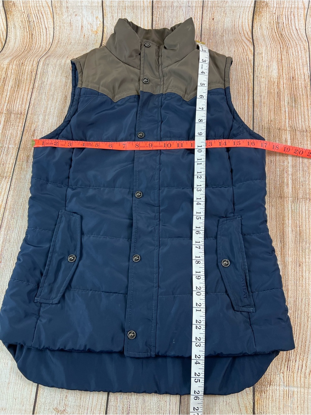 Women’s Ariat Western Blue Brown Full Zip Button Vest Size Small - Picture 4 of 8